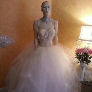 Sheer Beaded Corset Tulle Bridal Wedding Ballgown